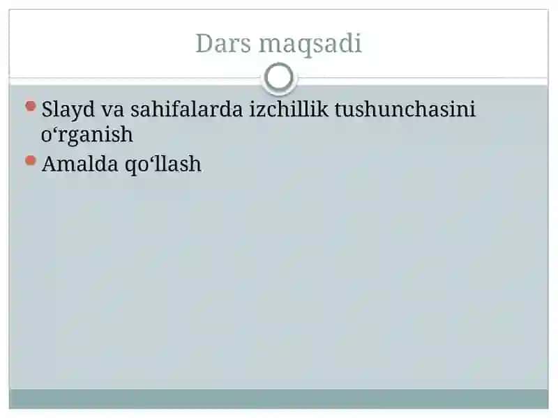 Sahifa/slayd izchilligini taʼminlash 2