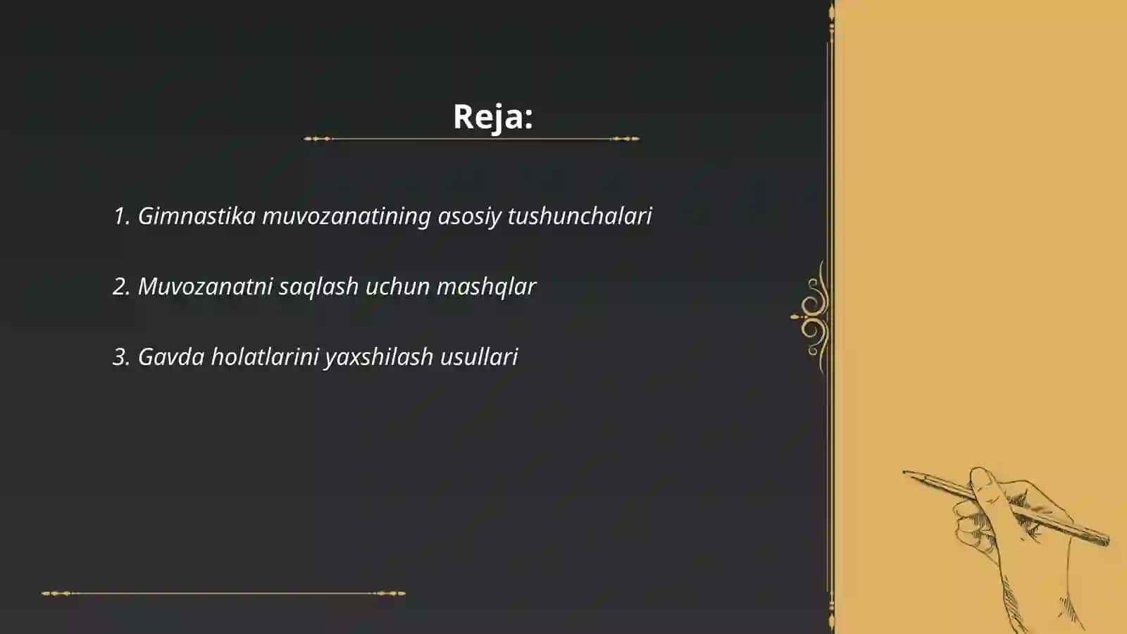 Gimnastika muvozanatini rivojlantirish 2