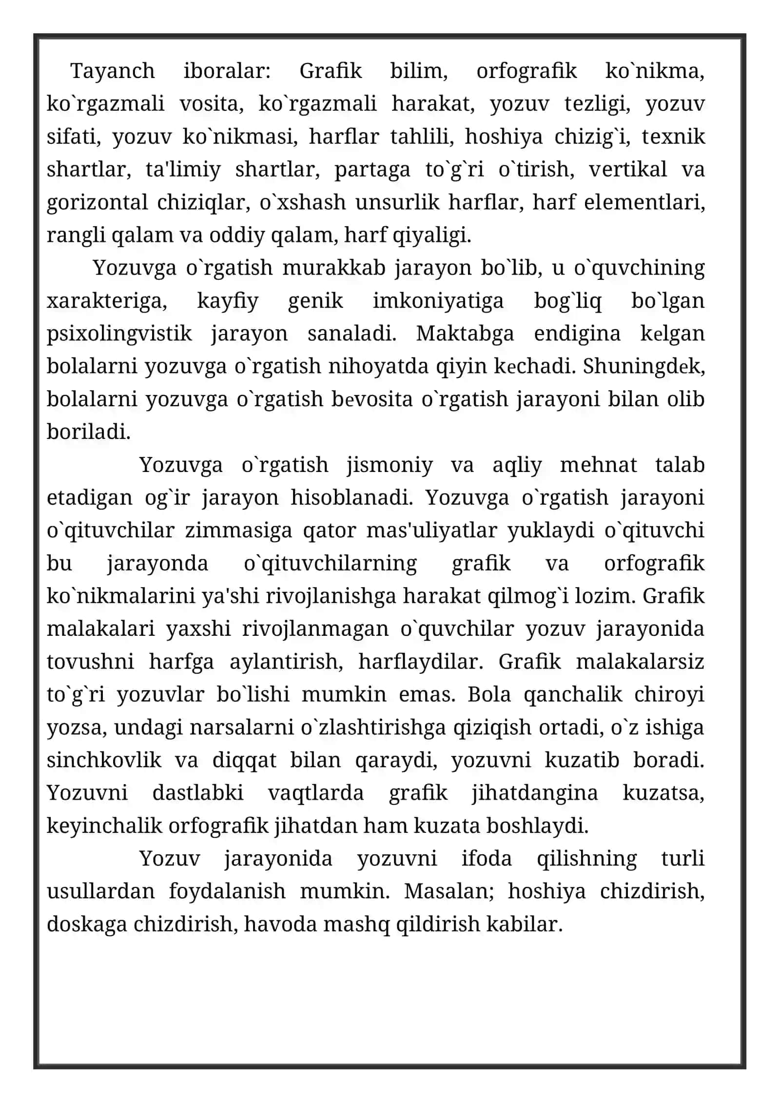 Yozuvga o`rgatishning amaliy asoslari 2