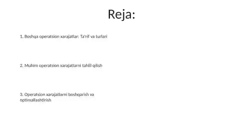 Boshqa operatsion xarajatlari 2