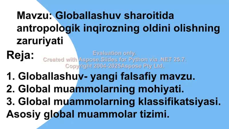 Globallashuvning antropologik inqirozning zaruriyati 2