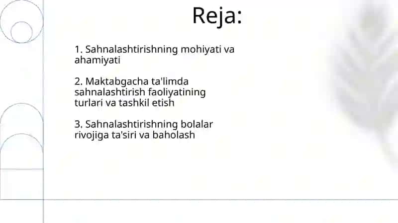 Sahnalashtirish faoliyati 2