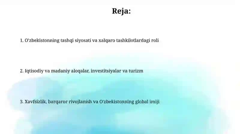 O'zbekiston va Jahon Hamjamiyati 2