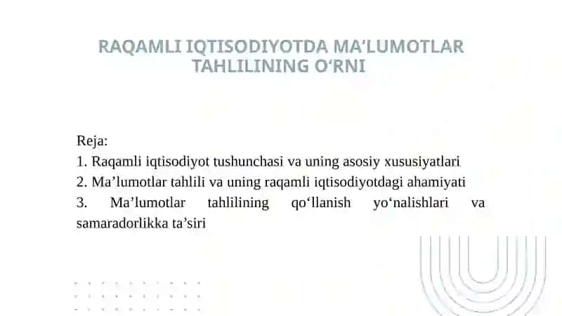 Raqamli iqtisodiyotda ma’lumotlar tahlilining o'rni 2