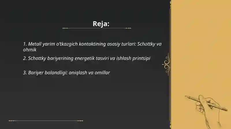 Metall yarim oʻtkazgich kontakti 2