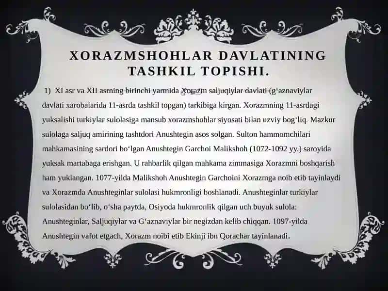 Xorazmshohlar davlay boshqaruvi va ijtimoiy iqtisodiy hayot 2