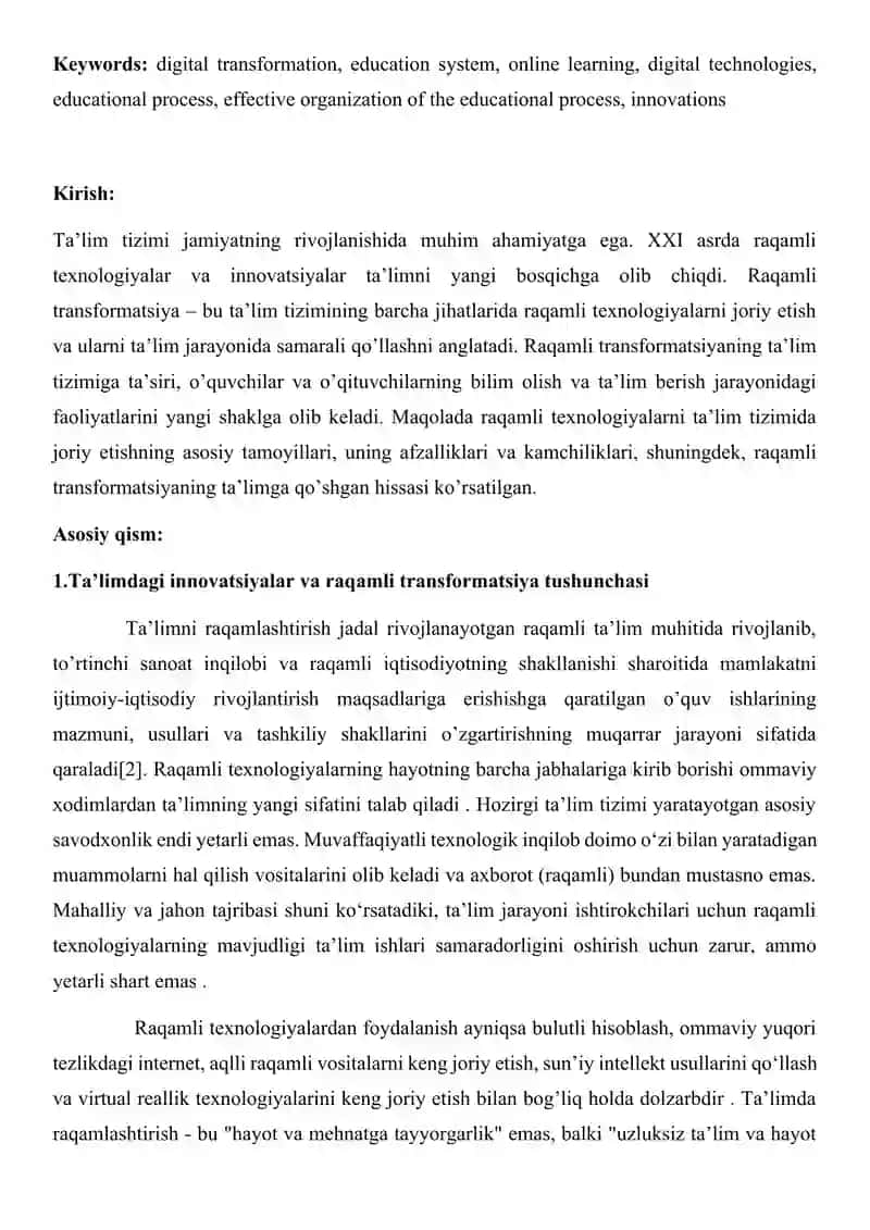 Ta’limda innovatsiyalar va raqamli transformatsiya 2