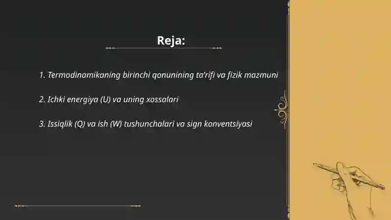 Termodinamikaning birinchi qonuni 2