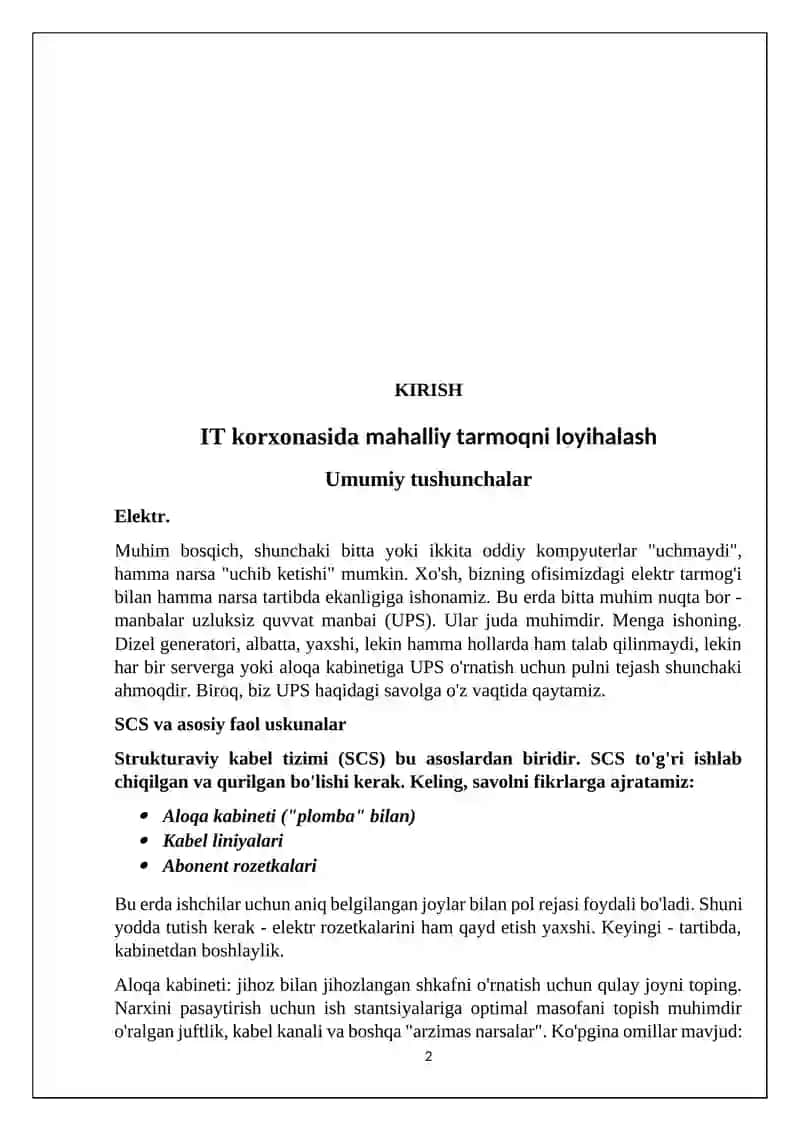 IT korxonaning tarmoq tizimini loyihalash 2