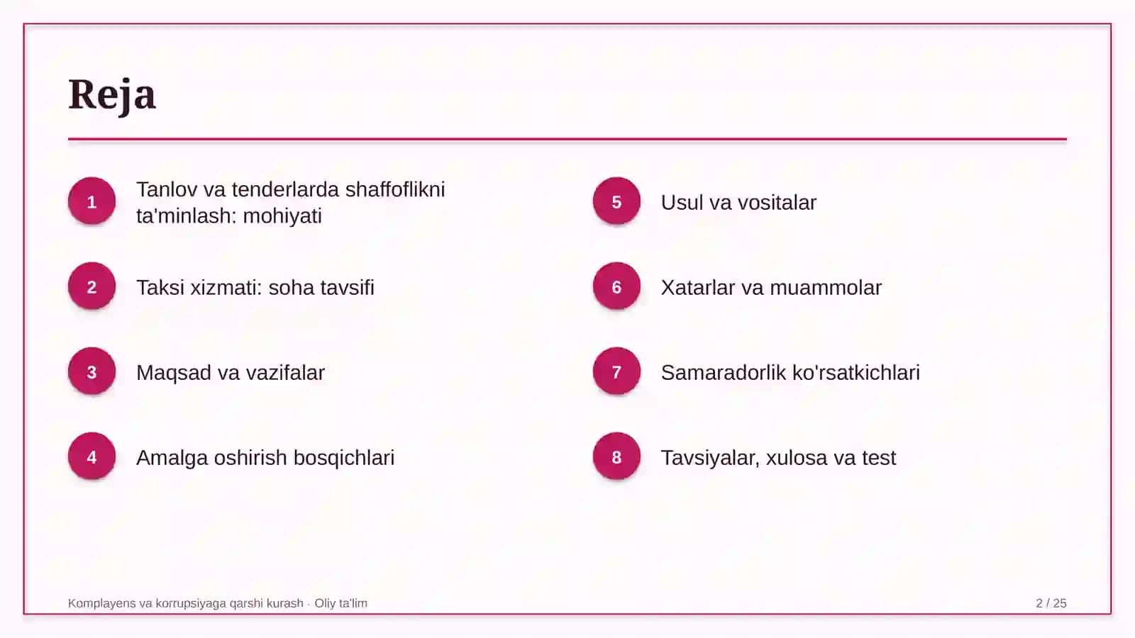 taksi xizmatida tanlov va tender jarayonlarida shaffoflikni ta'minlash 2719 2