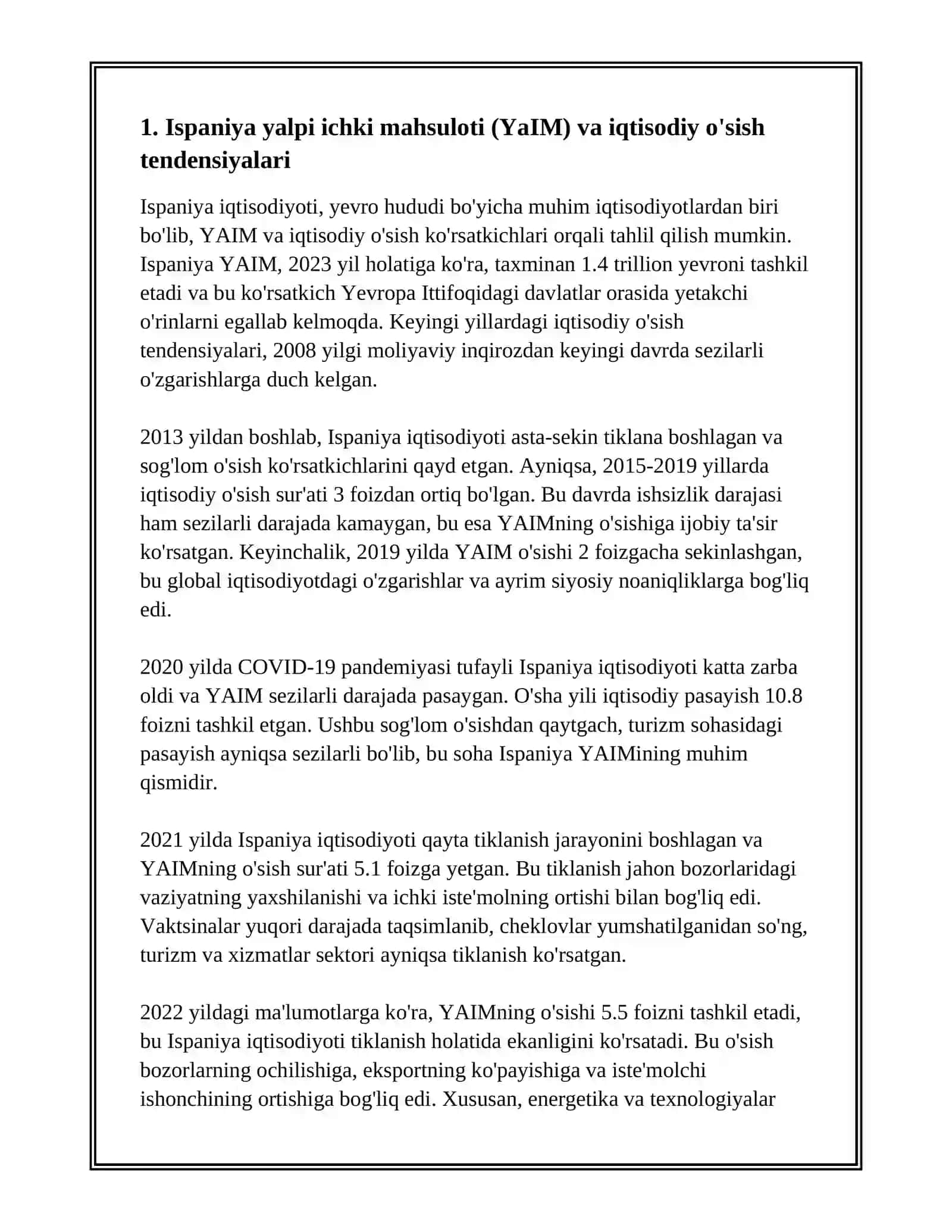 ISPANIYA IQTISODIYOTI 2