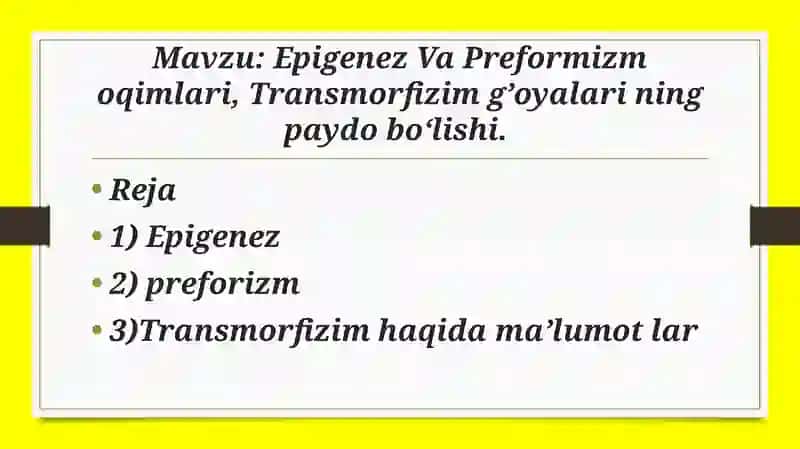 Epigenez Va Preformizm oqimlari 2