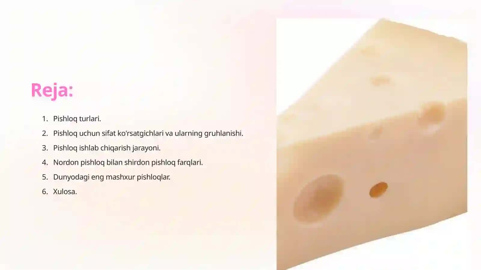 Pishloq mahsulotlari va sifat ko'rsatkichlari 2