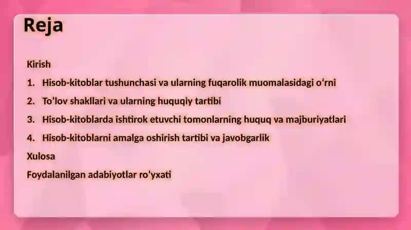 HISOB-KITOBLAR TO‘G‘RISIDA UMUMIY QOIDALAR 2