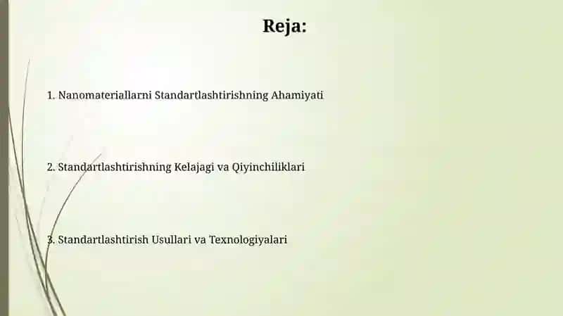 Nanotolalarni Standartlashtirish. 2