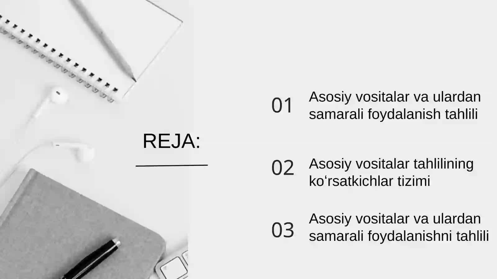 Asosiy vositalardan samarali foydalanish tahlili 2