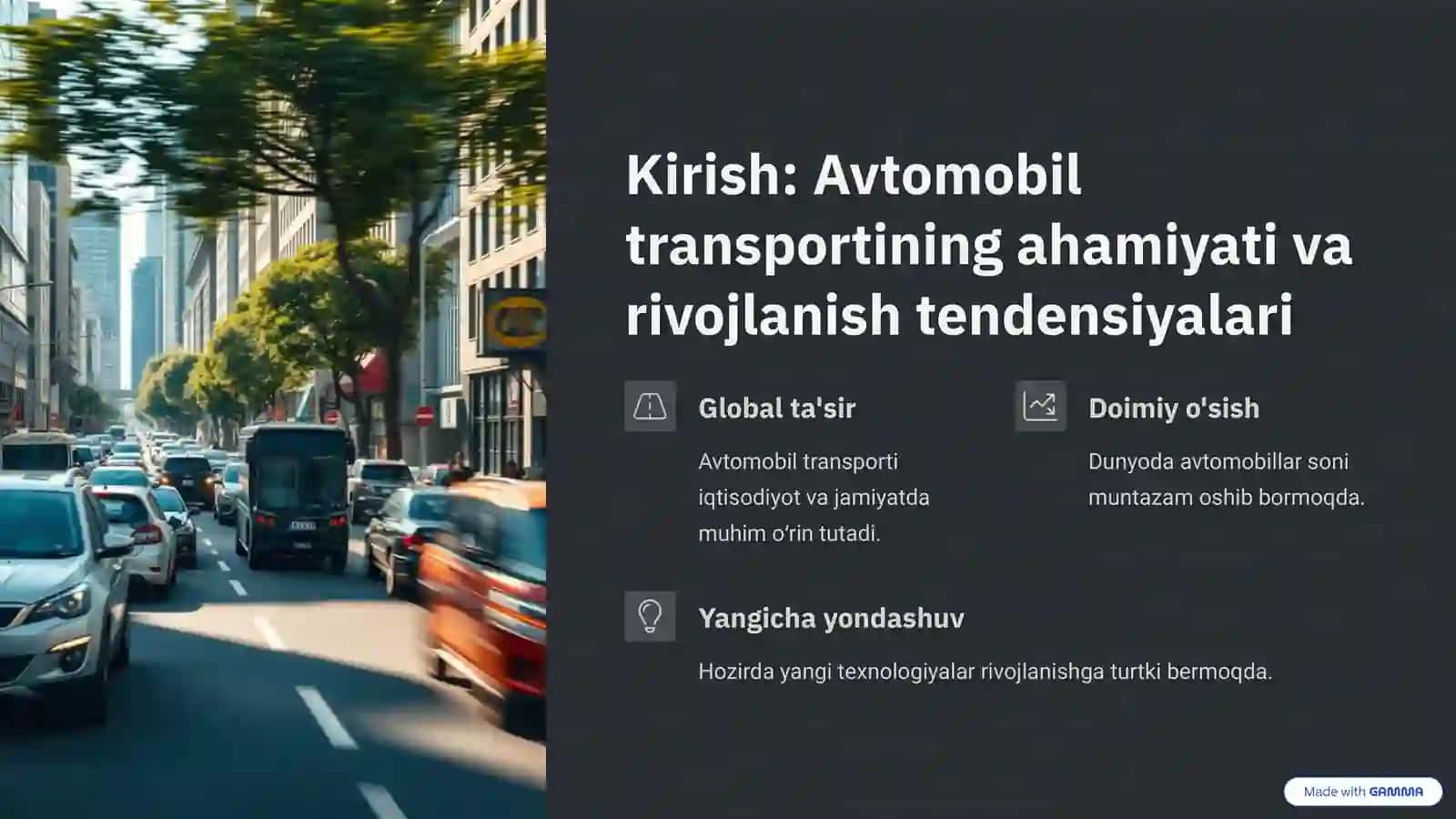 Avtomobil transporti rivojlanishining oʻziga xos jihatlari 2