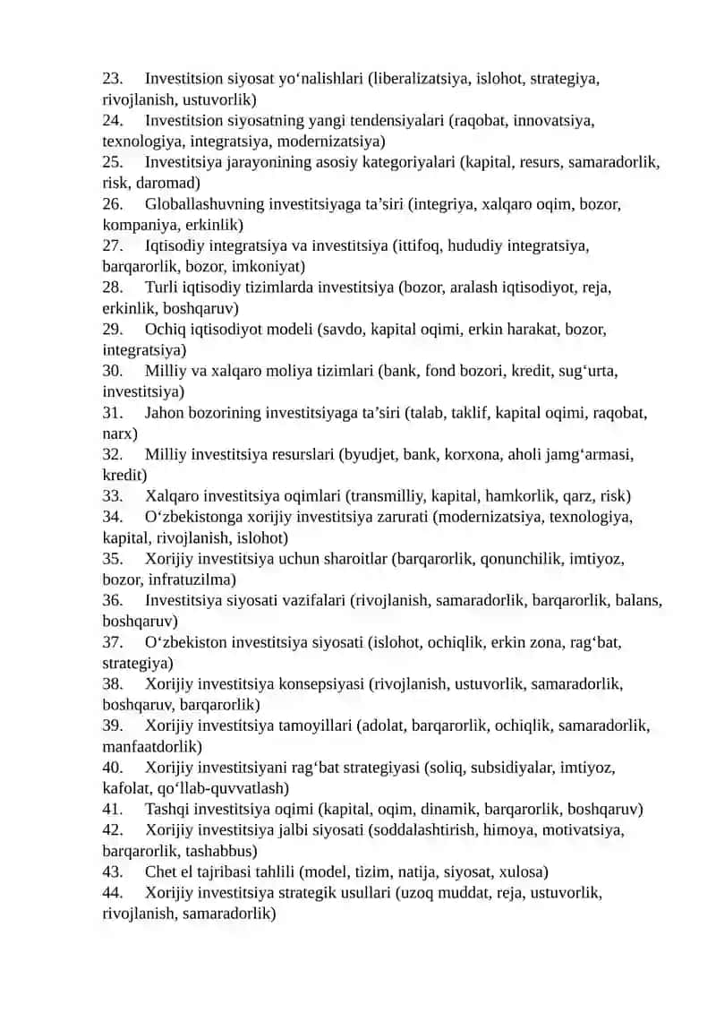Xorijiy investitsiyalar 2