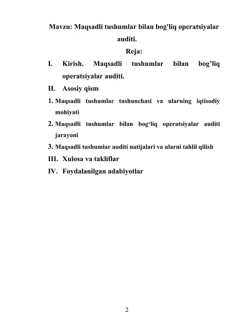 Maqsadli tushumlar bilan bog'liq operatsiyalar auditi 2