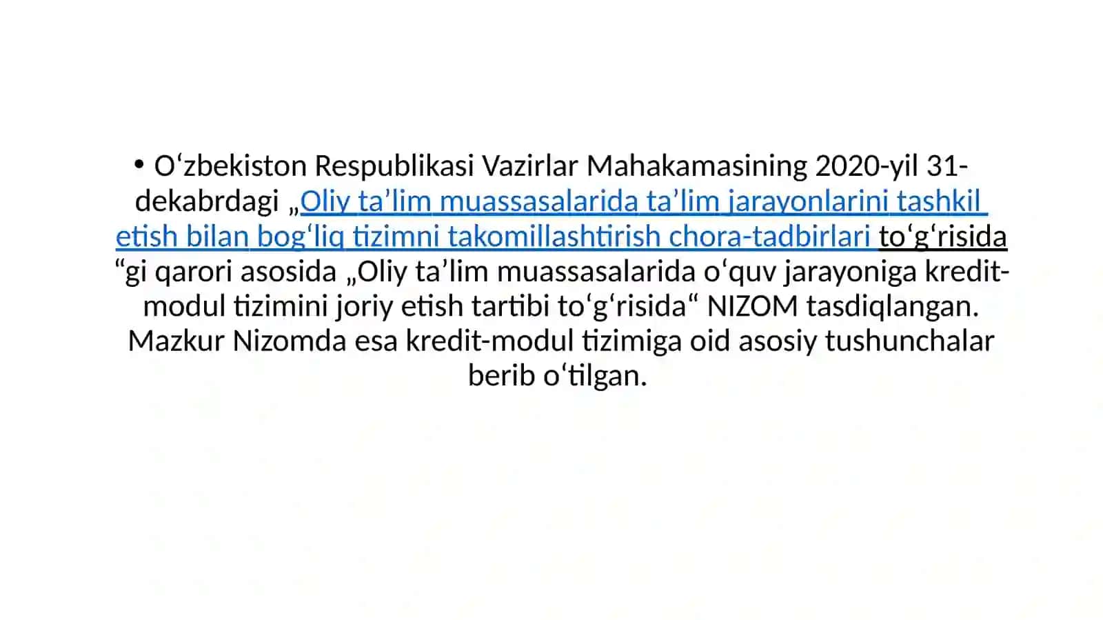 Alfraganus Universityda ECTS kredit-modul tizimi va akademik baholash tartibi 2