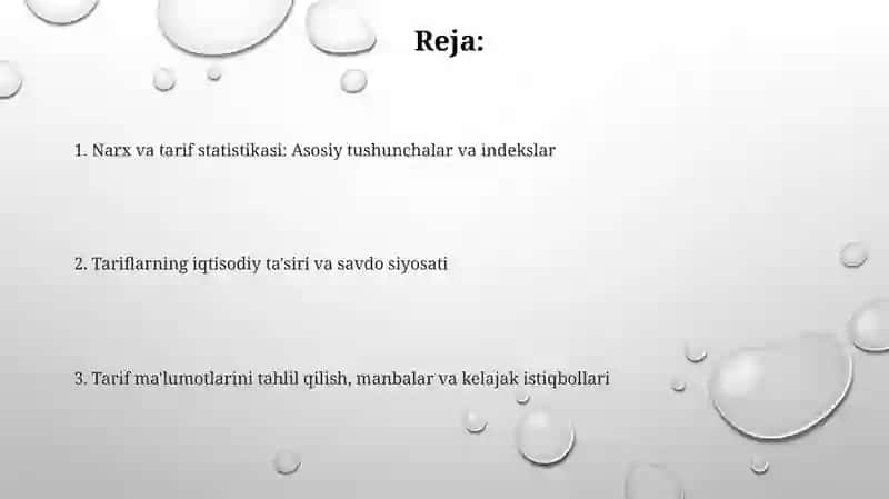 Narxlar va tariflar stasistikasi 2