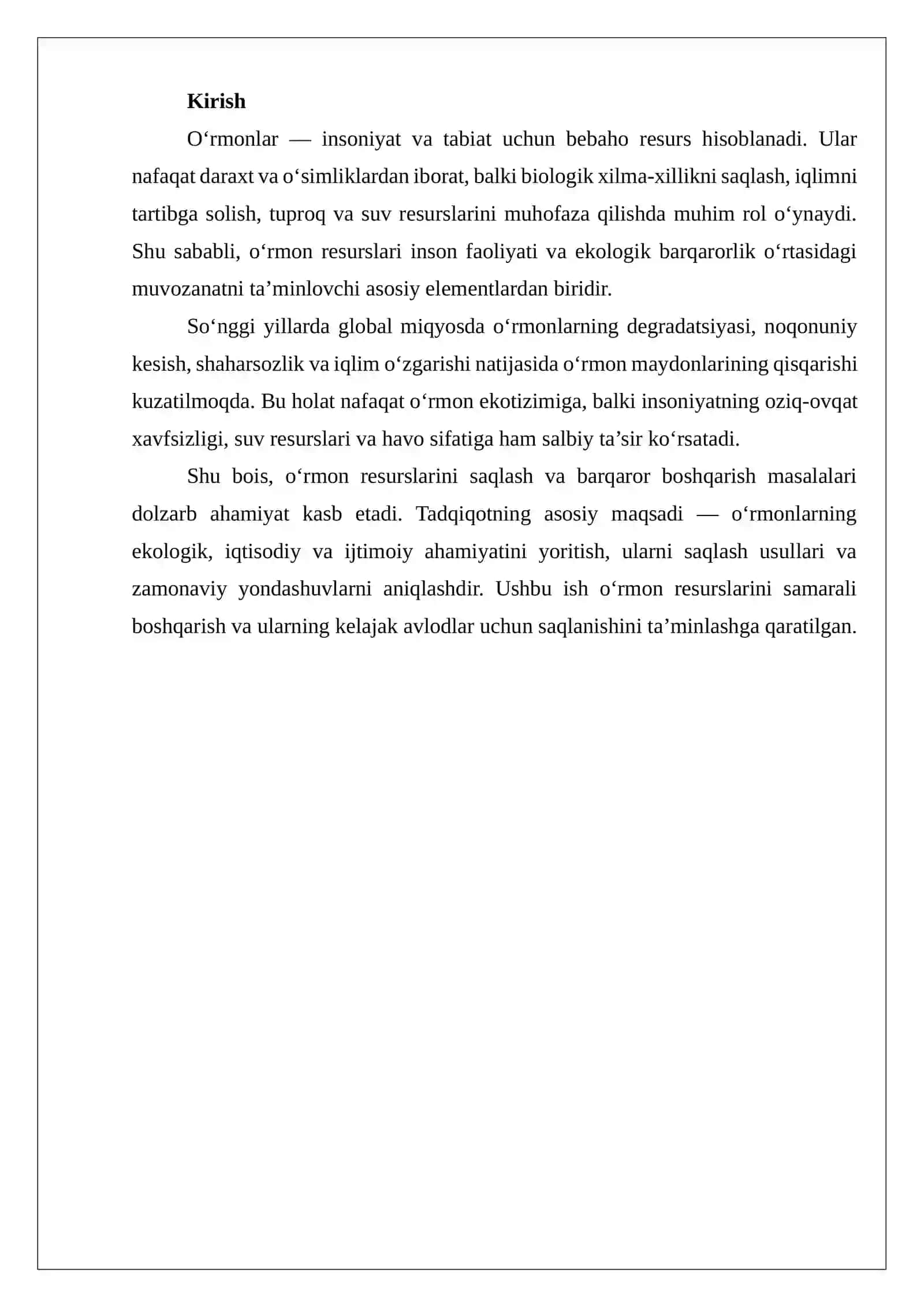 O’rmon resurslari va ularni saqlash 2