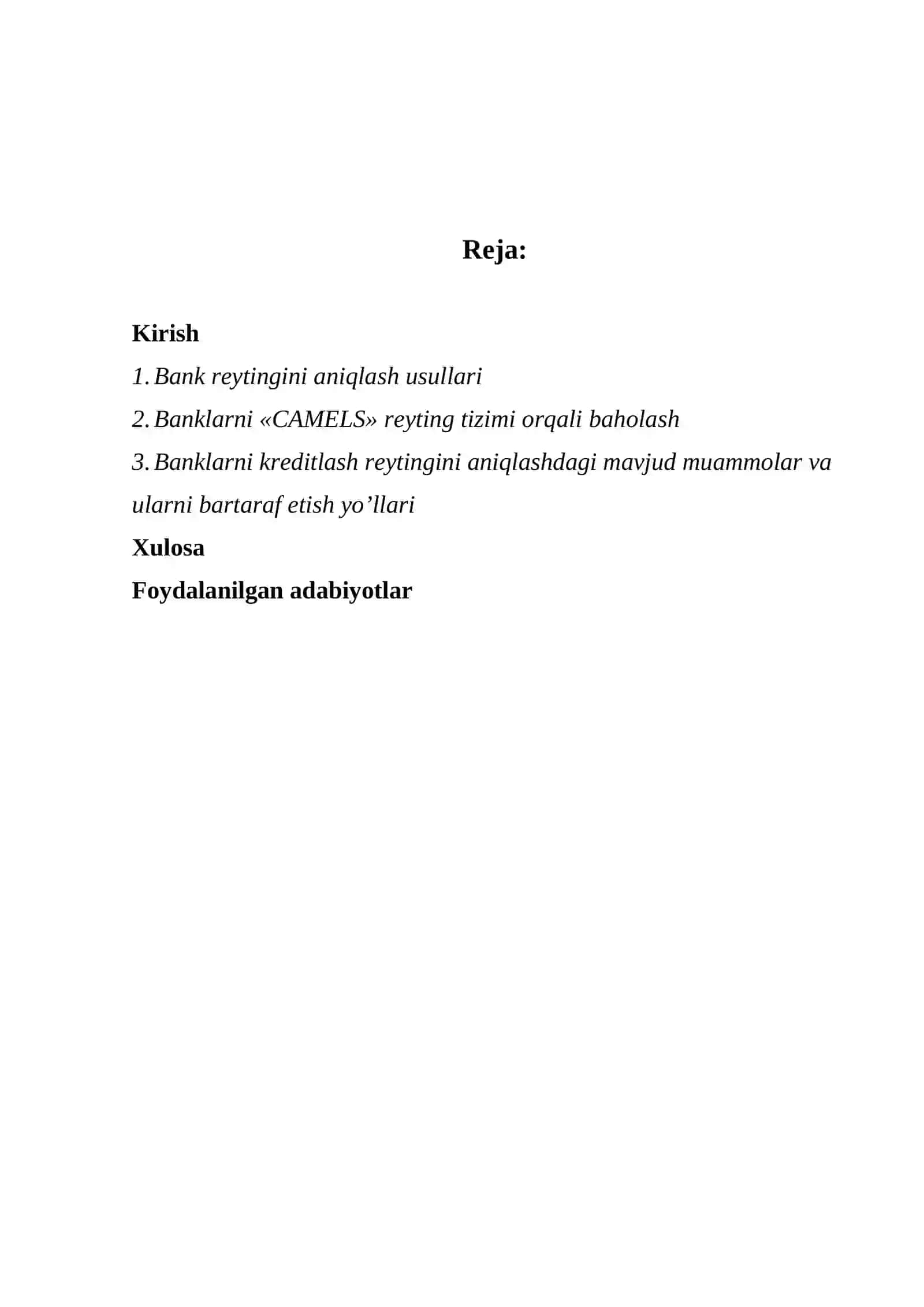 Banklarni kreditlash reytingini aniqlash 2