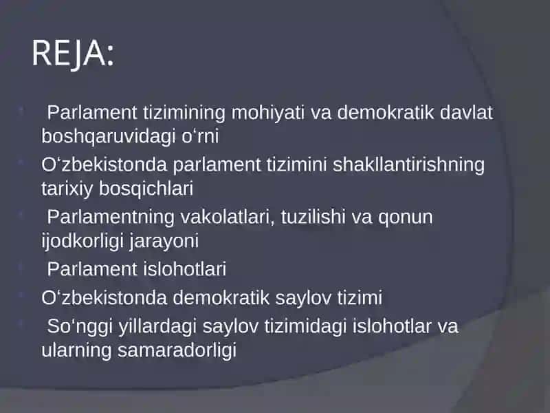 Parlament tizimi va undagi islohotlar 2