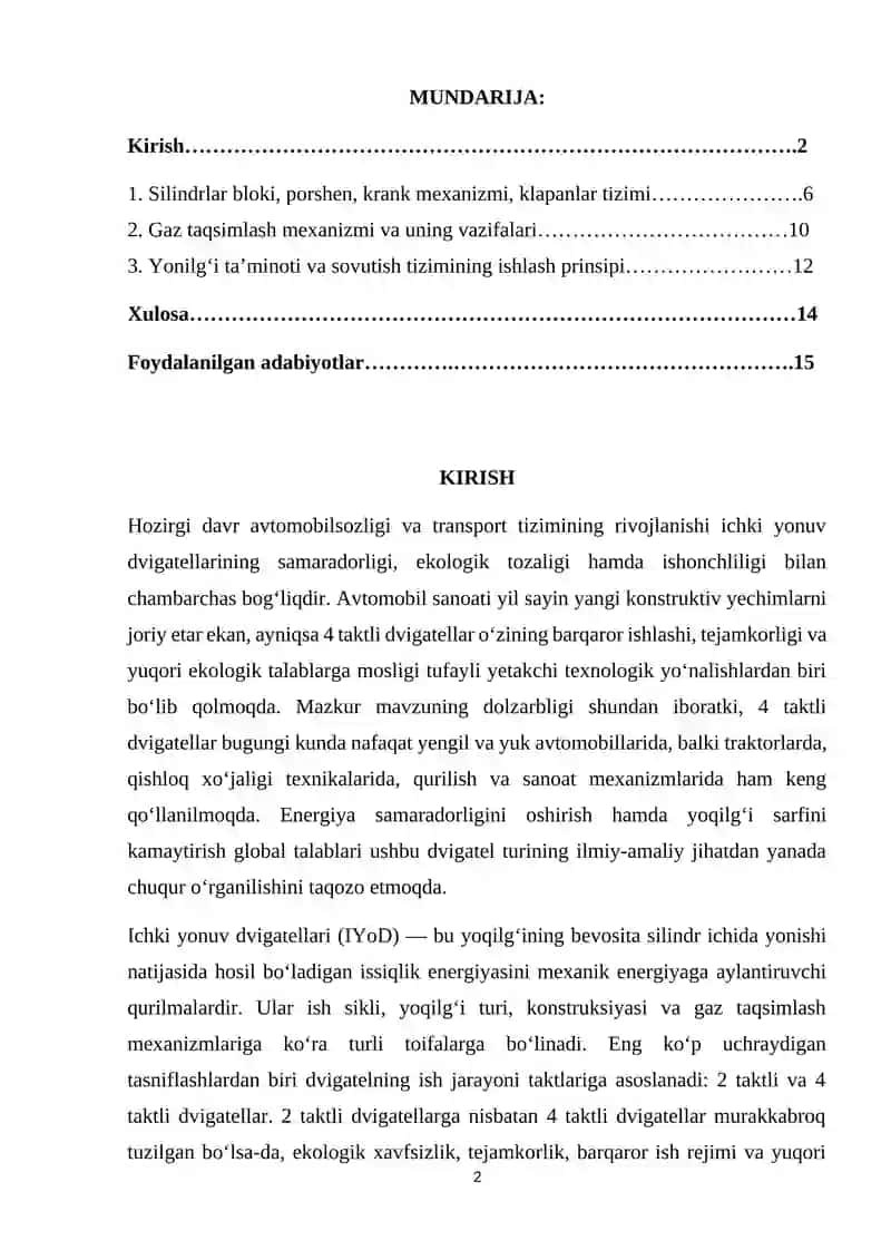 4 taktli dvigatellarning ishlash tarkibi 2