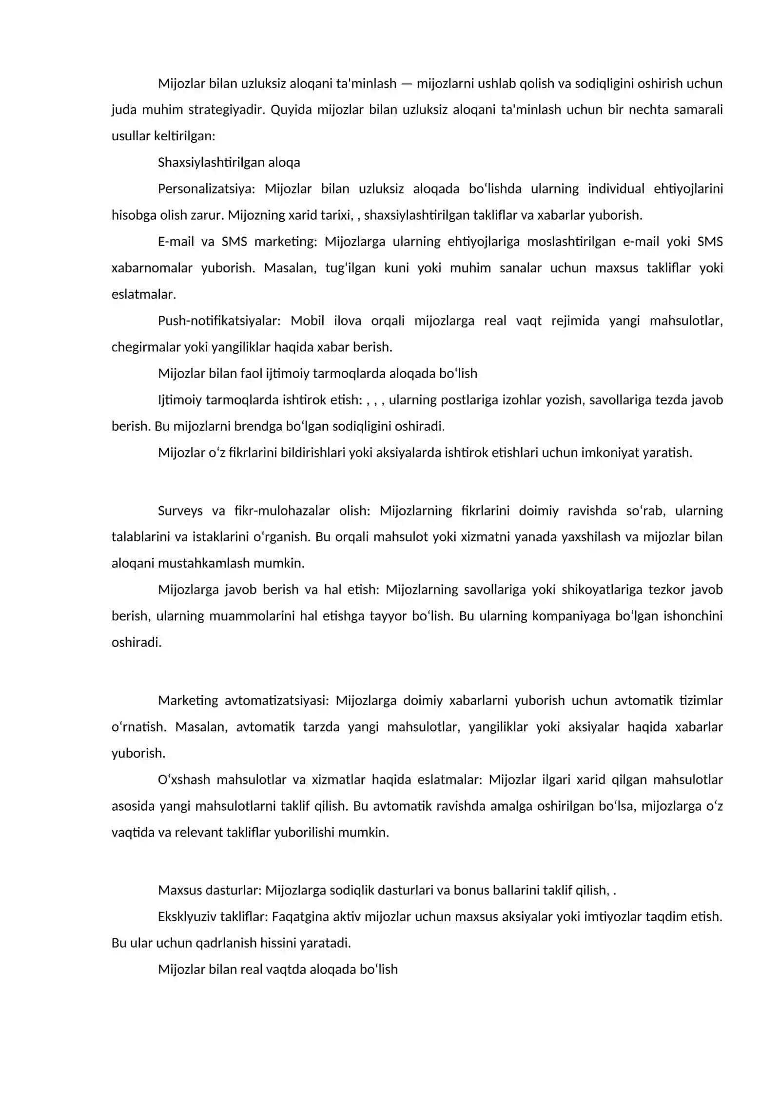 Mijozlarni ushlab qolish strategiyalari va churn analysis 2