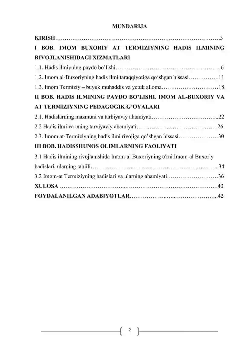 IMOM BUXORIY AT TERMIZIYNING HADIS ILMINING RIVOJLANISHIDAGI XIZMATLARI 2