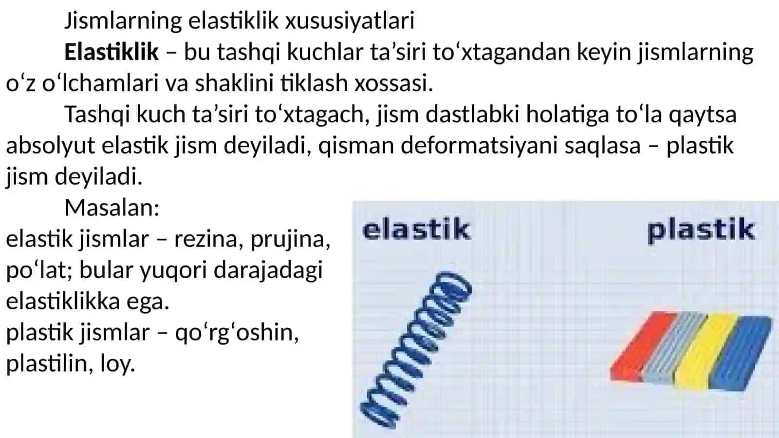 ELEMENTLARNINGELASTIKLIK XUSUSIYATLARI. TEBRANMA HARAKAT 2