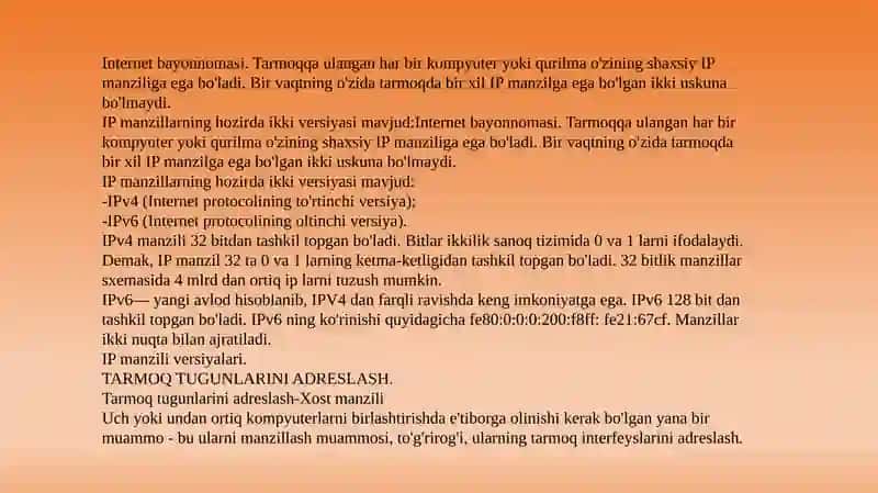 Ip tarmog‘ida adreslash 2