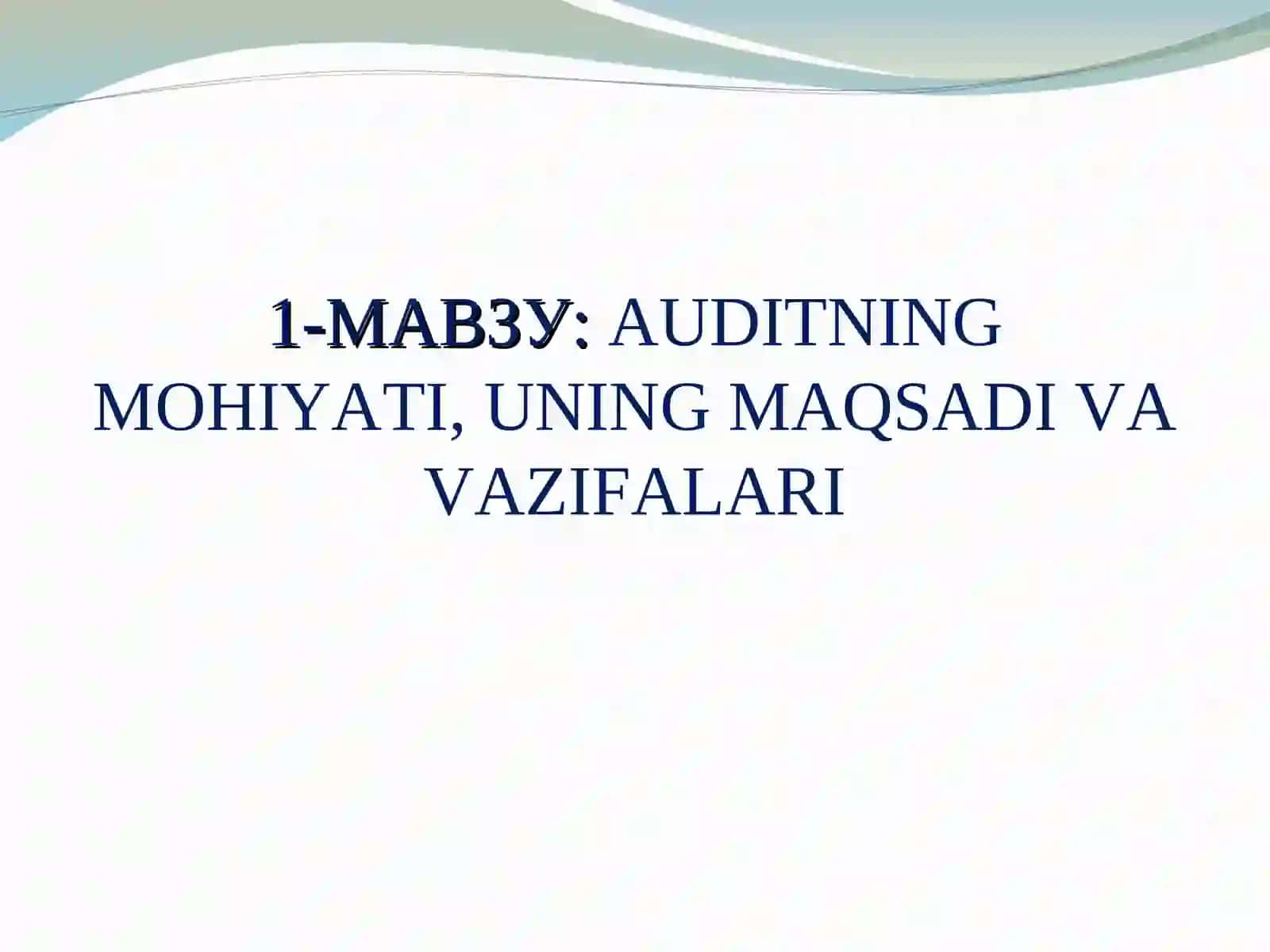 AUDITNING MOHIYATI, UNING MAQSADI VA VAZIFALARI 2