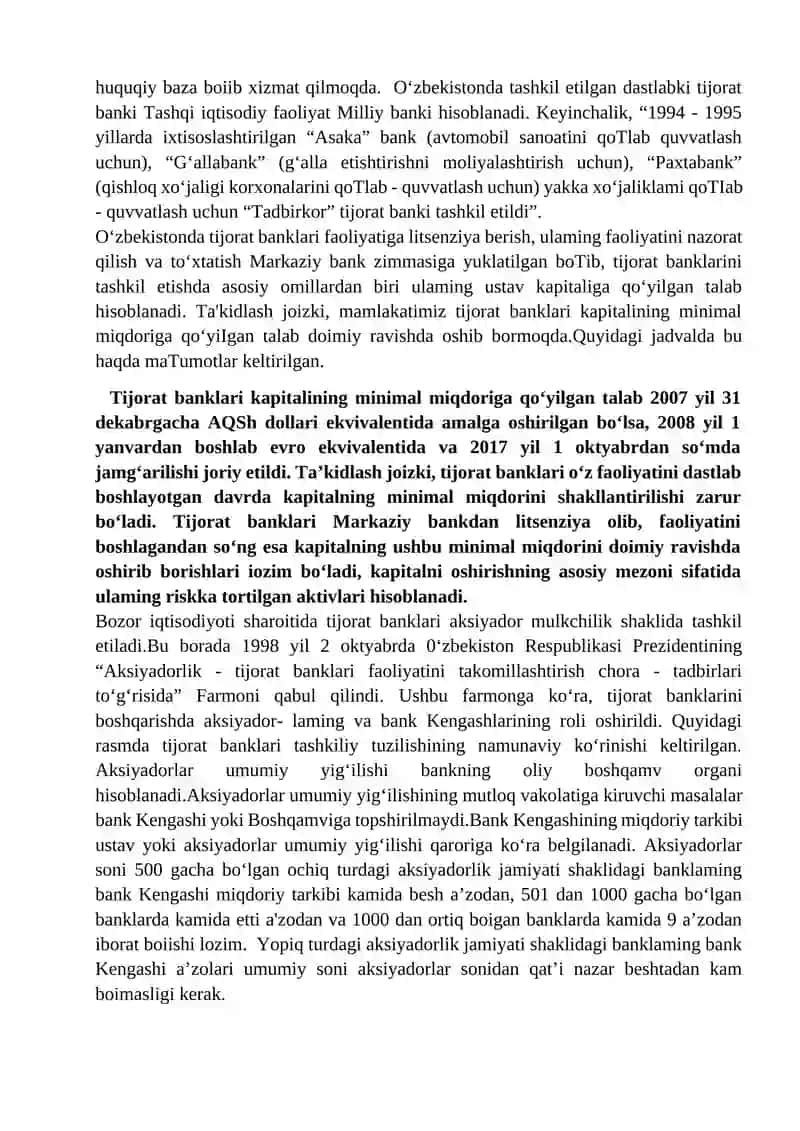 TIJORAT BANKLARI VA ULARNING FUNKSIYALARI 2