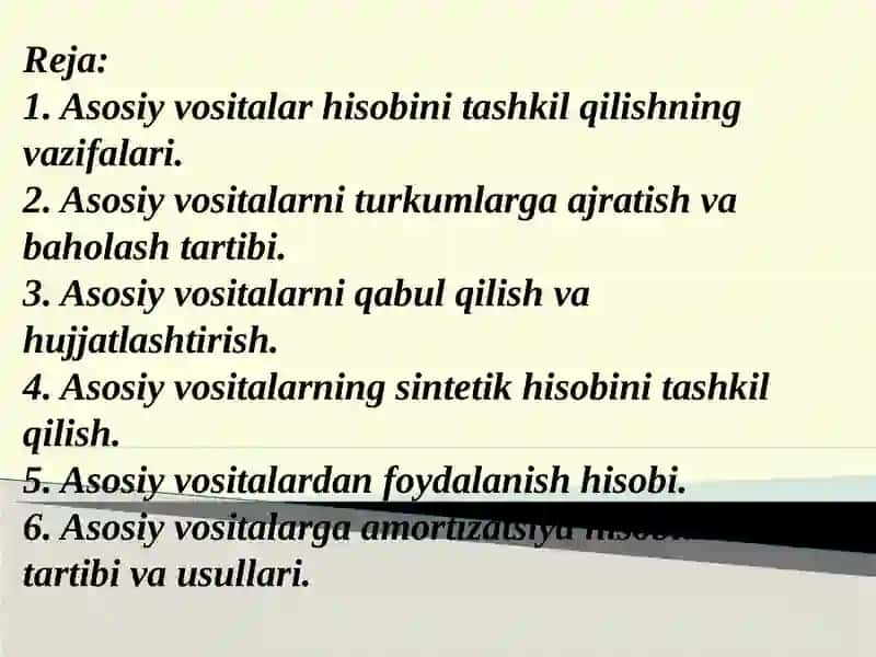 Asosiy Vositalar va Nomoddiy Aktivlar Hisobi 2