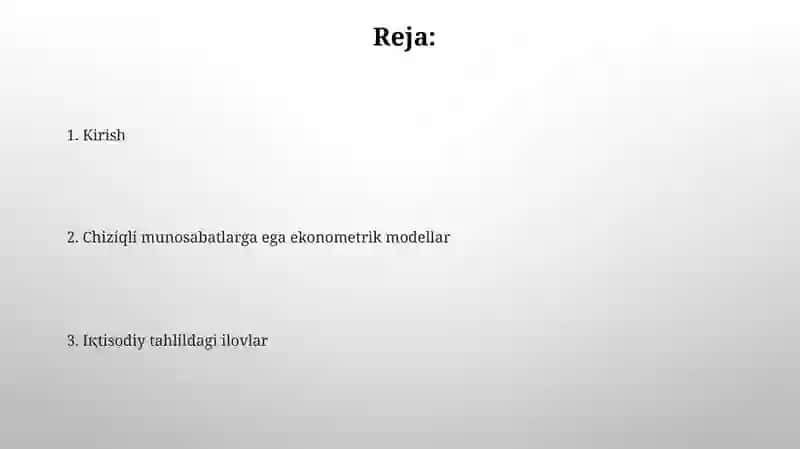 Ekonommetrik modellashtirish 2