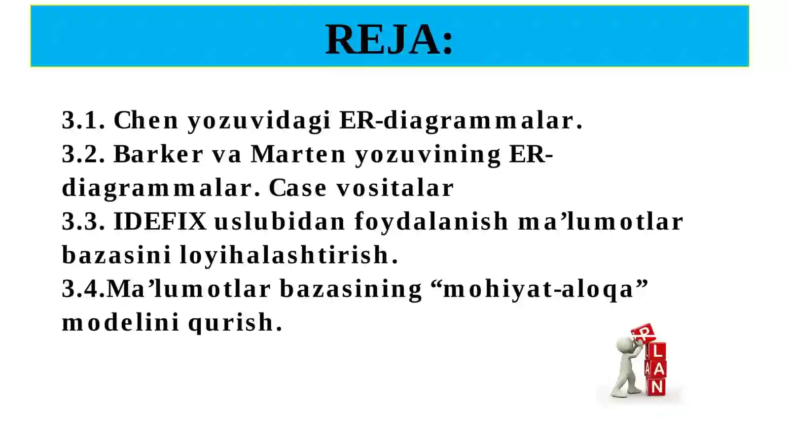 Ma’lumotlarbazasiniinfologikloyihalashtirishvaERdiagrammalar 2