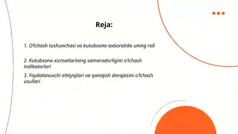 Oʻlchashlarning Kutubxona axborotidagi ahamiyati 2
