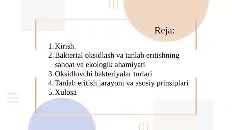 BAKTERIAL OKSIDLASH VA TANLAB ERITISHNING NAZARIY ASOSLARI 2