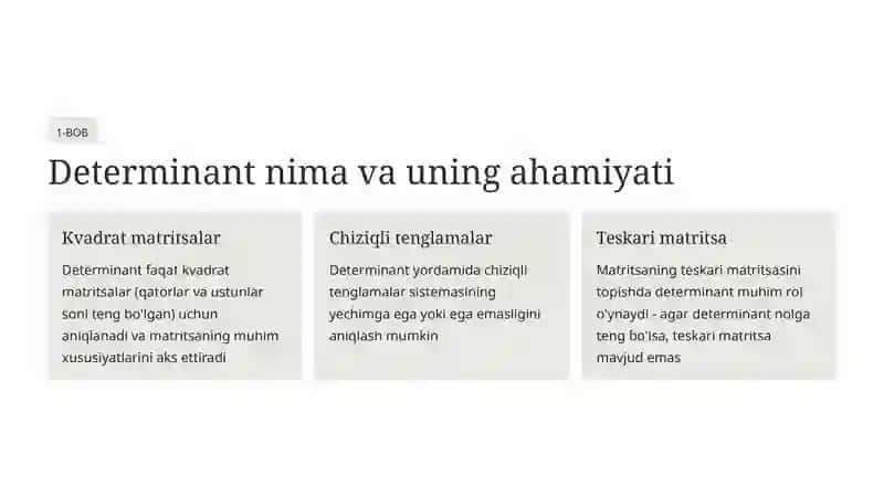 Determinantlarni Mathcad dasturi orqali hisoblash 2