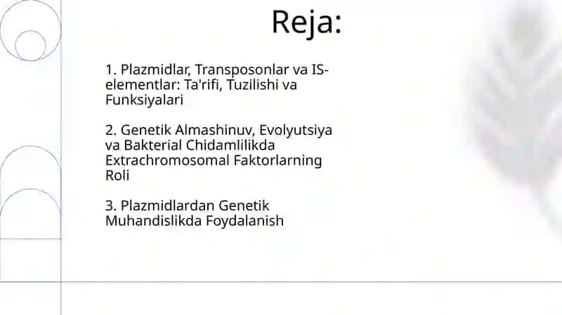 Bakterial irsiyatning xromosomadan tashqari omillari 2