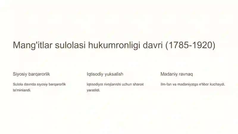 Mang'itlar davrida ilm-fan va madaniyat 2