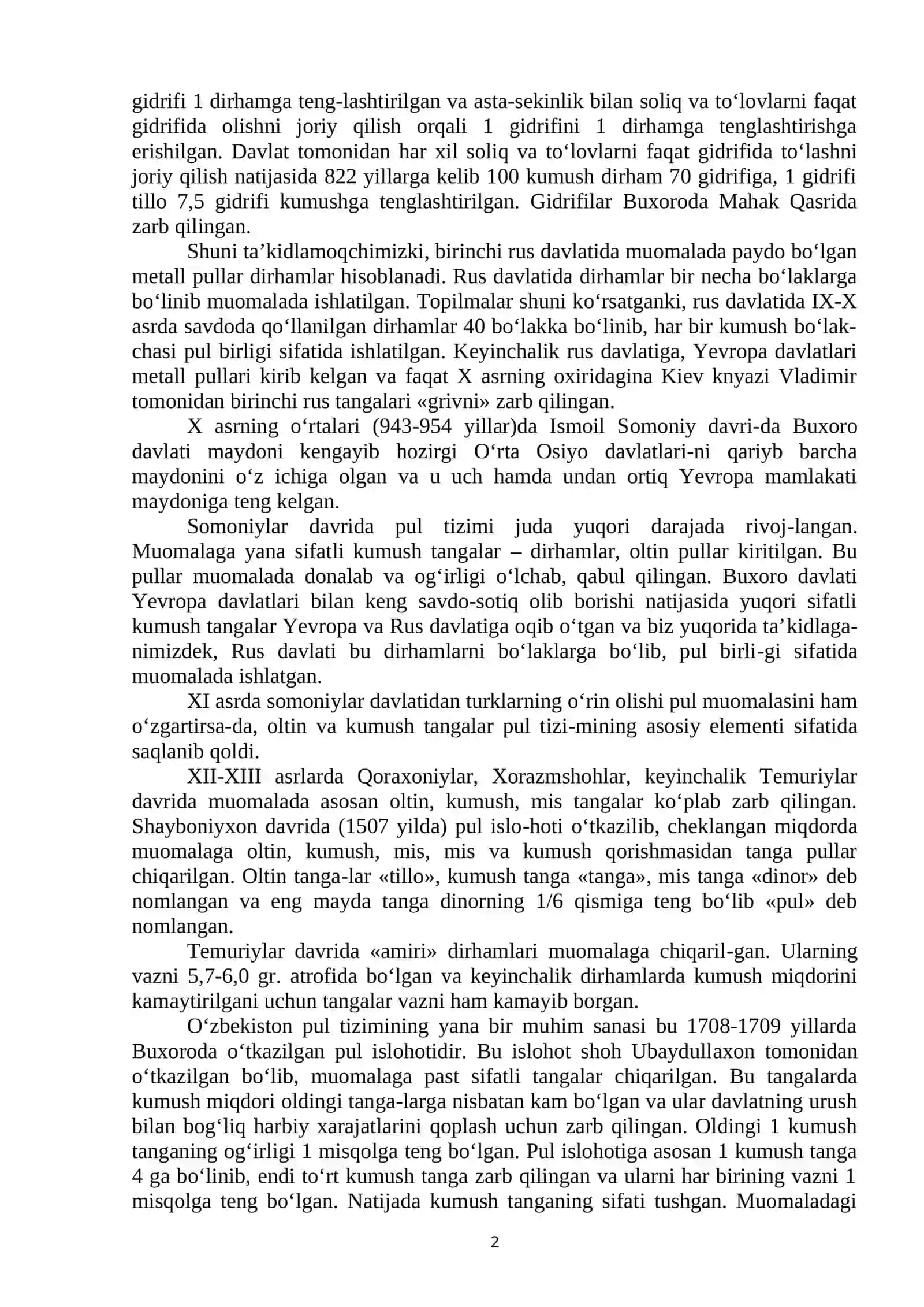 O‘zbekiston Respublikasining pul tizimi 2