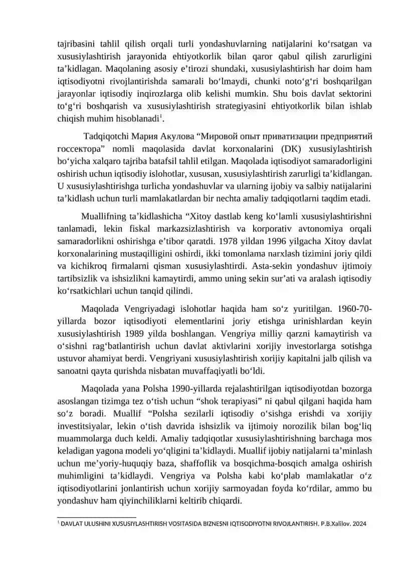 DAVLAT KORXONALARNI XUSUSIYLASHTRISHNING MAMLAKAT IQSODIYOTGA TASIRI 2