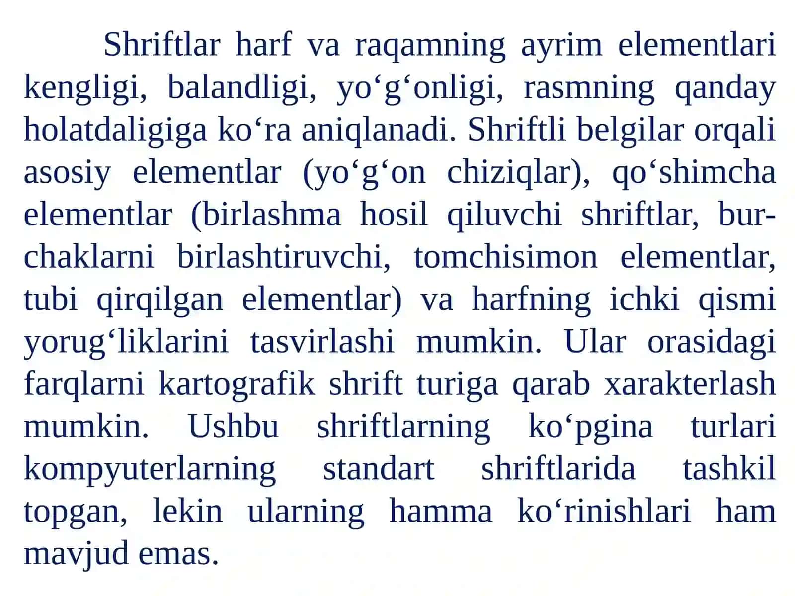Shriftlar. Kartadagi yozuvlarni taxrirlash 2