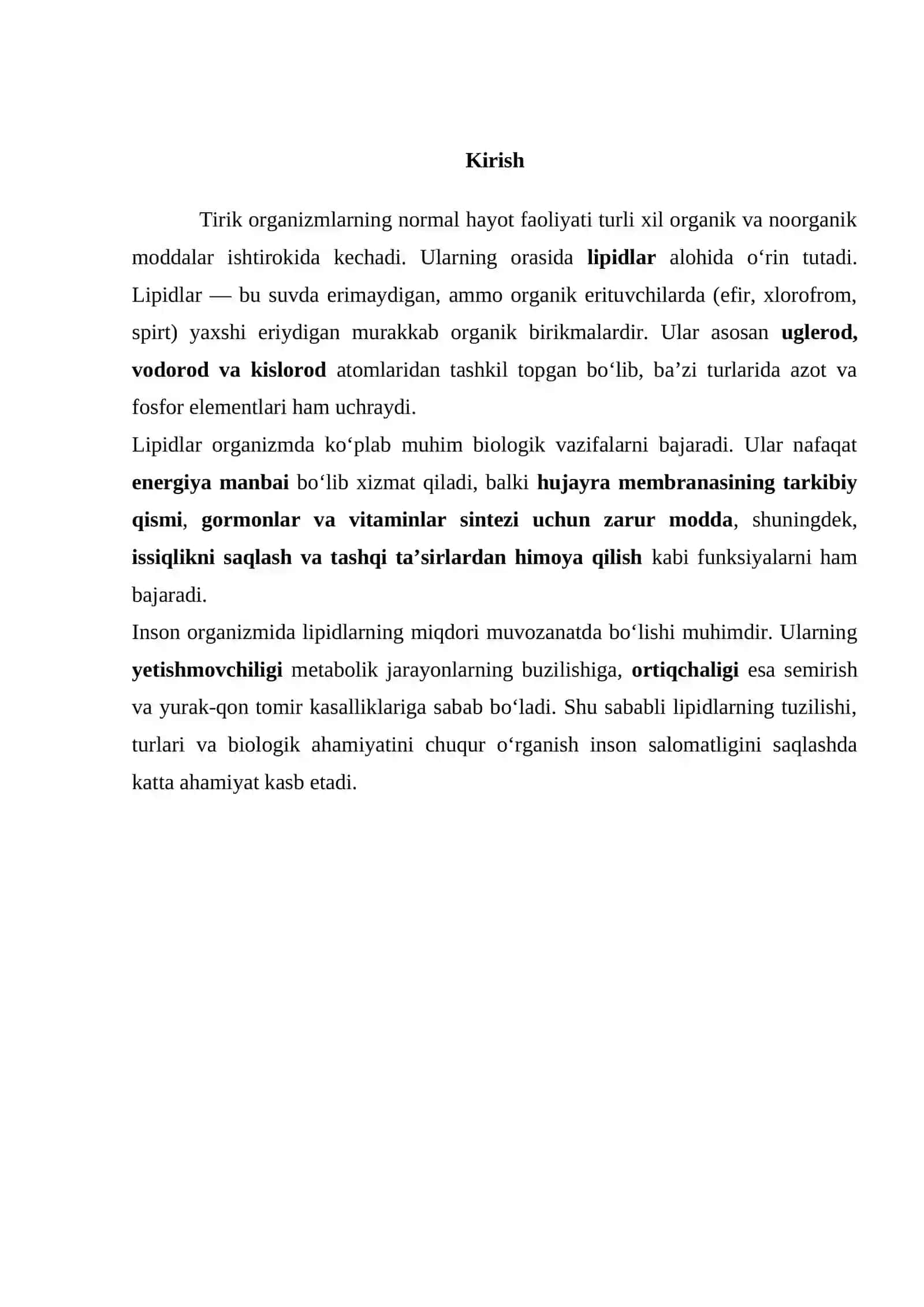 Lipidlarning organizimdagi roli 2