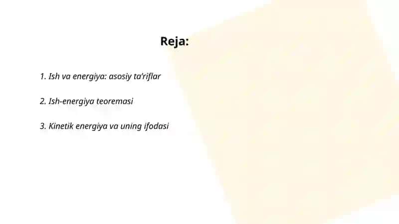 Energiya va ish orasidagi bogʻlanish 2