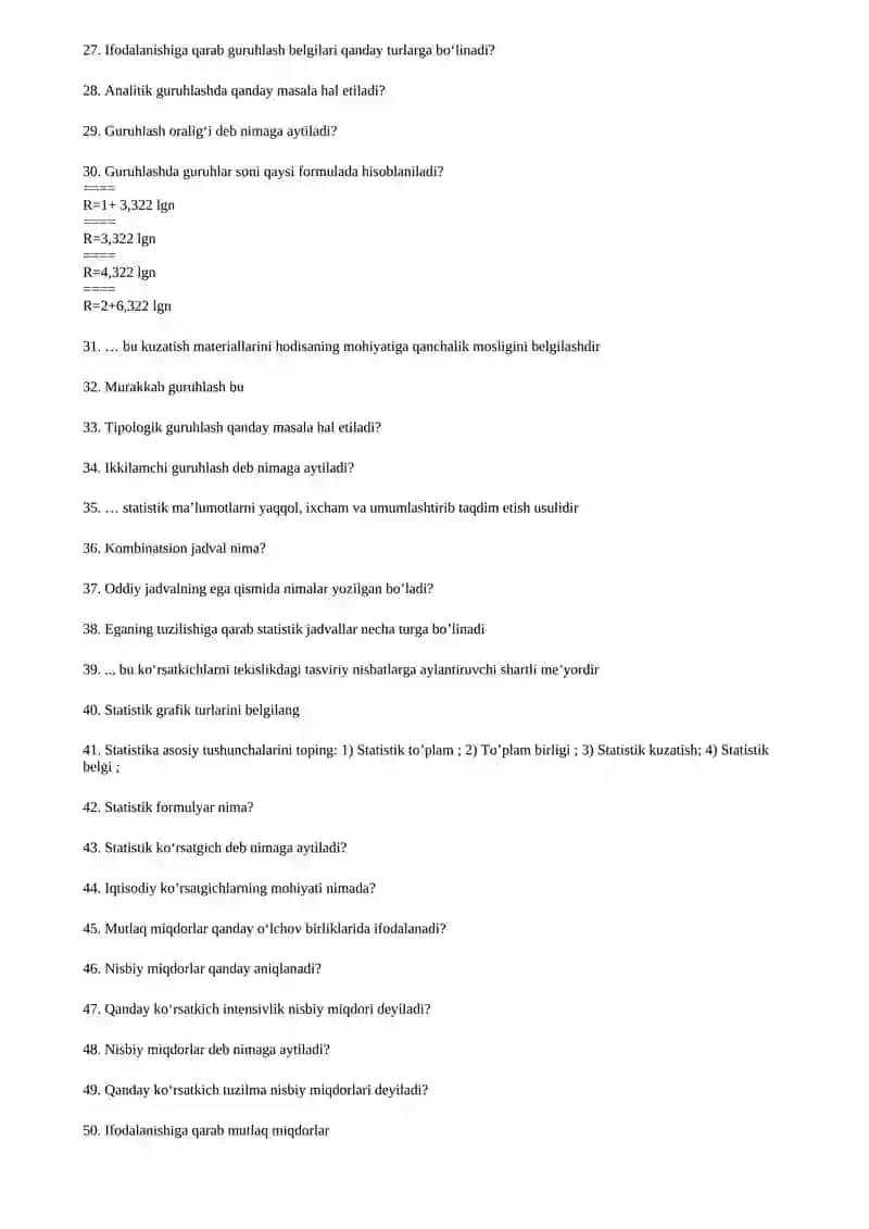 Statistika fanining axborot ulashi 2