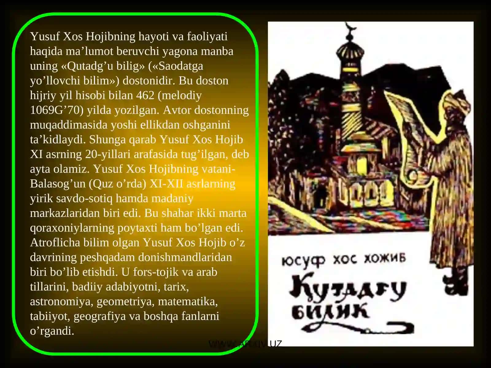 Yusuf Xos Xojib “Qutadg’u bilig” asari 2